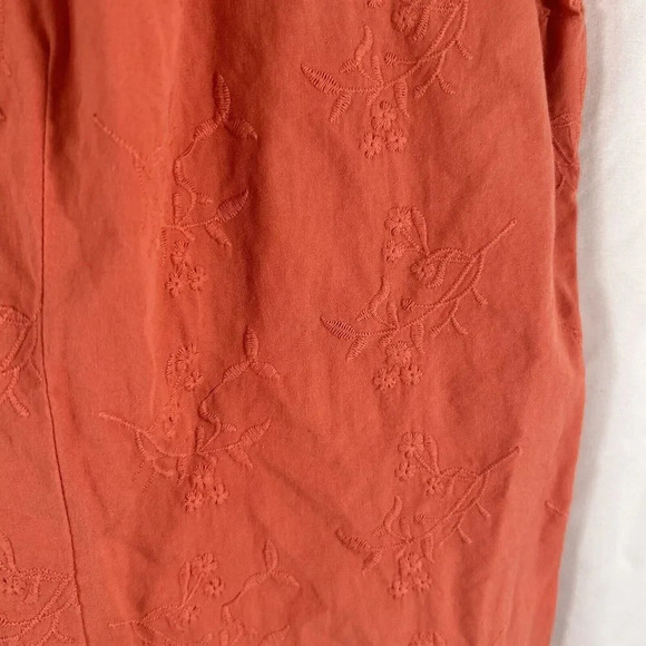 CJ Banks Blouse Women's 1X Orange Floral Button Up Short Sleeve Collared - Picture 4 of 9